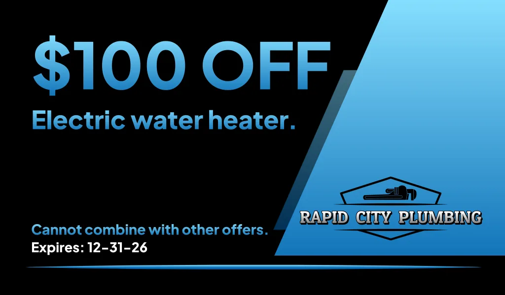 $100 Off an Electric Water Heater — Rapid City Plumbing coupon