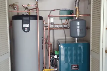 Power-vented boiler and indirect water heater install